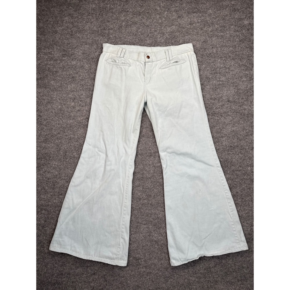 Vintage Cheap Jeans Light Blue Cotton Denim Flare Wide Leg Pants 34x24.5